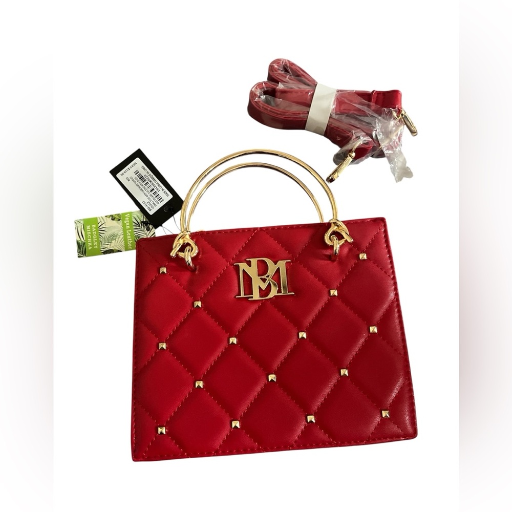 Badgley Mischka Red Tote w/Hardware Handles - NWT